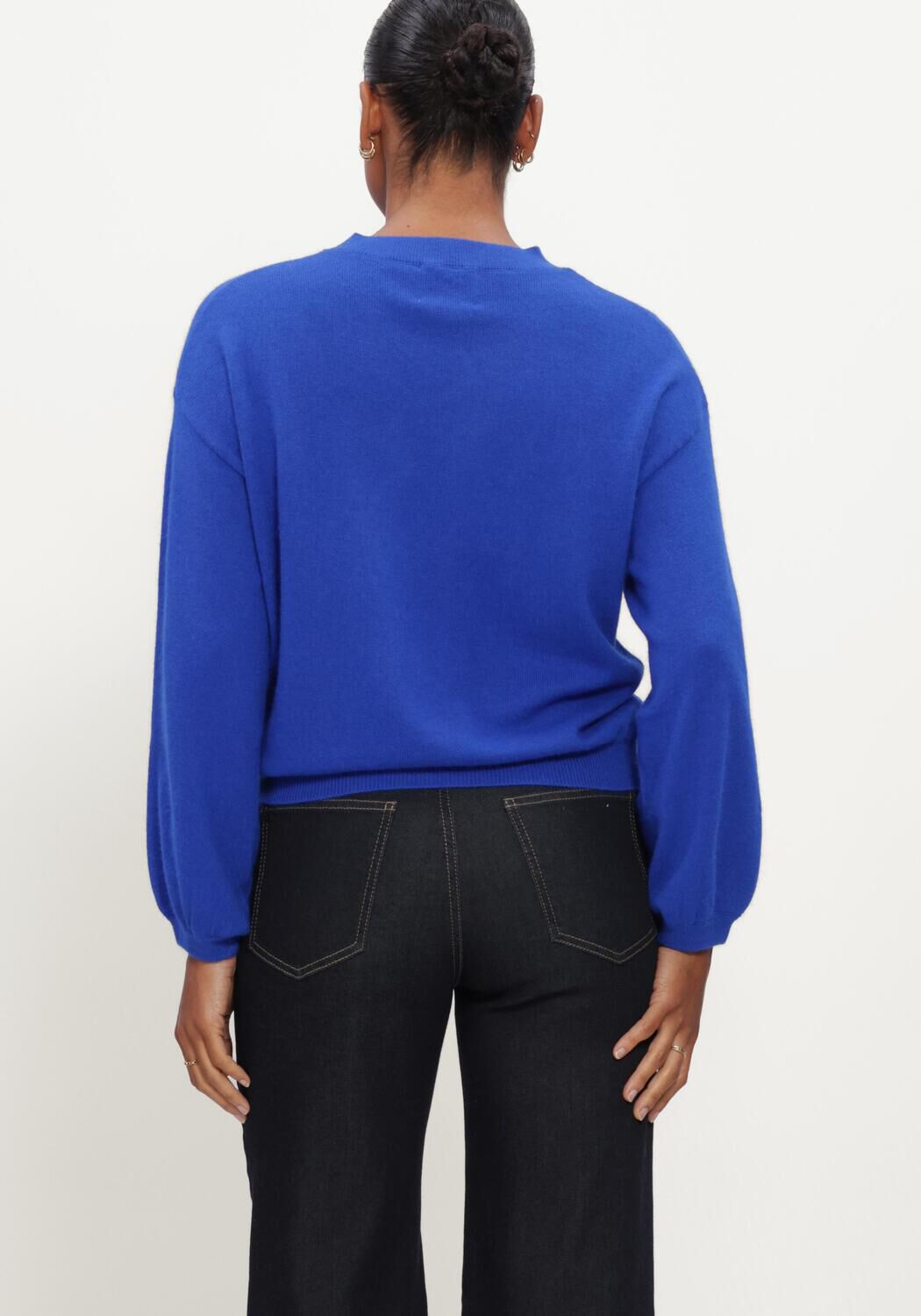 Blauwe TWNS Trui LONG PUFFED SLEEVES ROUND NECK JUMPER - large