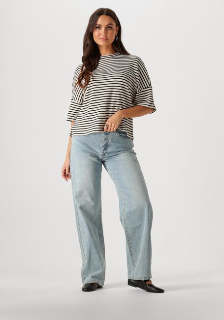 Blauwe SUMMUM T-shirt BOXY TOP STRIPE WAFFLE - large