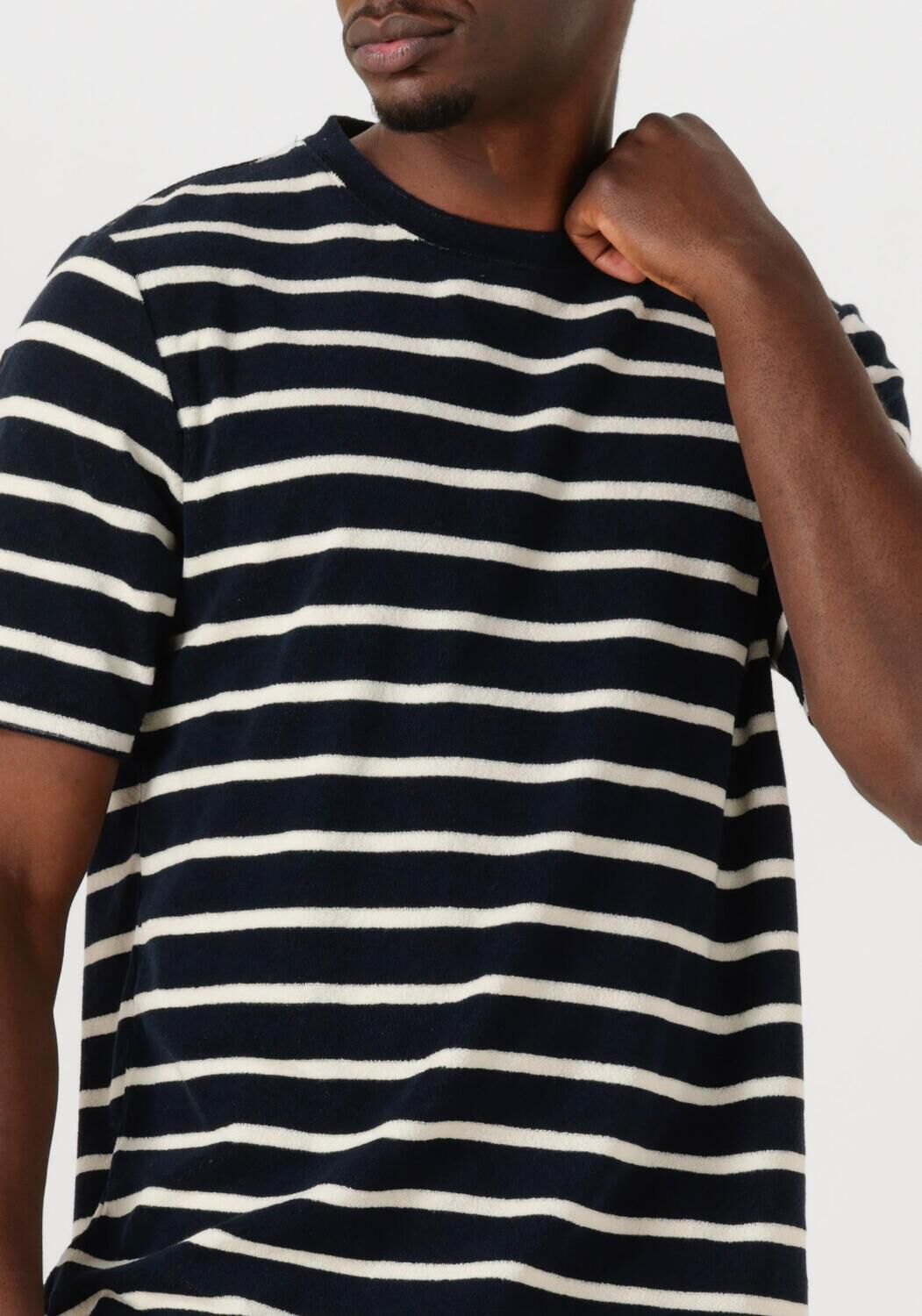 ANERKJENDT Heren Polo's & T-shirts Akkikki Frotte Stripe Tee Zwart