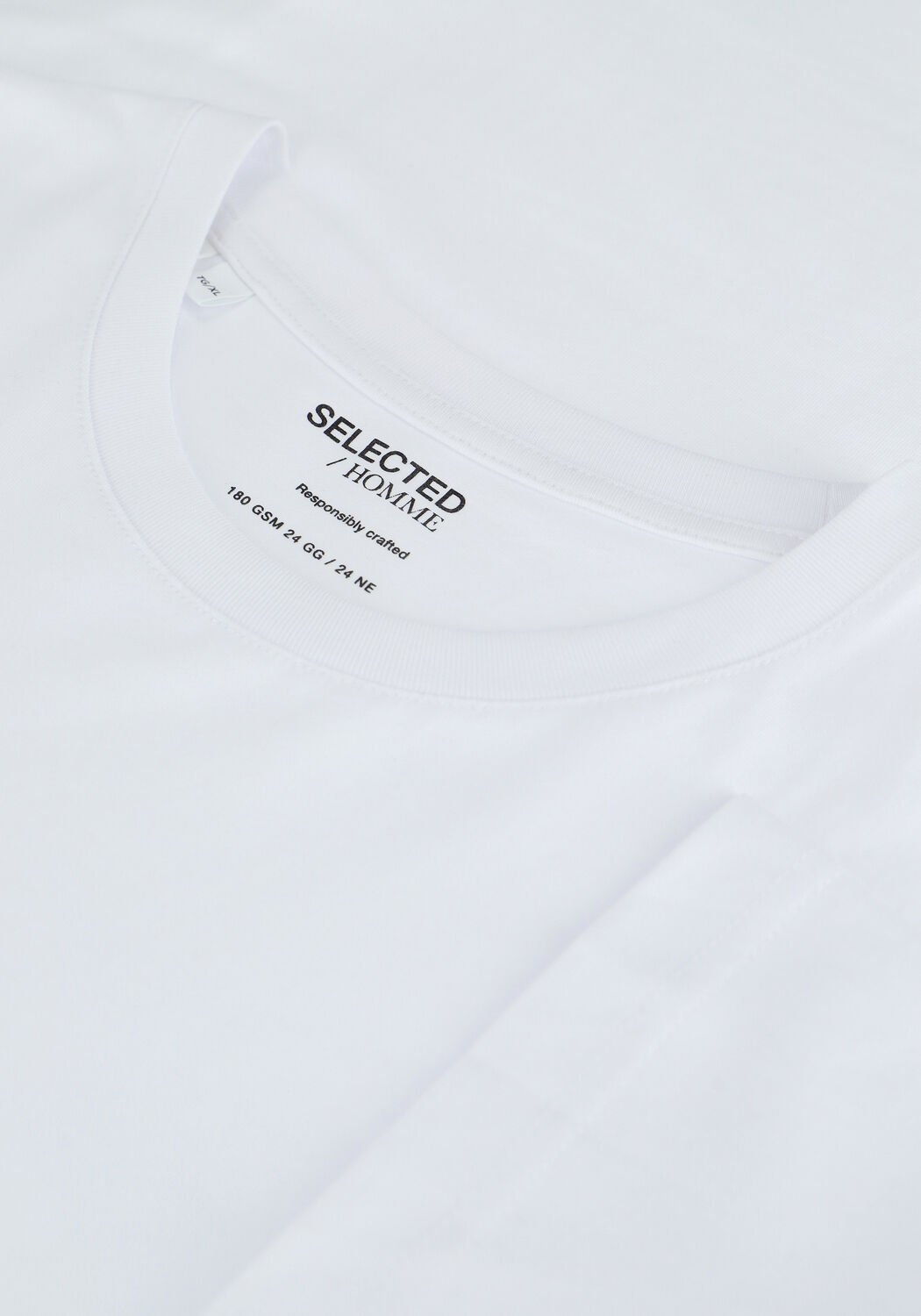 Witte SELECTED MEN T-shirt SLHNORMANI180 SS O-NECK TEE - large