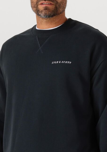Donkerblauwe LYLE & SCOTT Sweater SCRIPT BRUSH BACK CREW NECK SWEATSHIRT - large