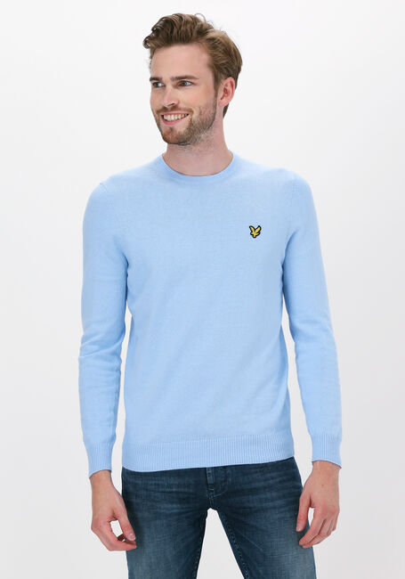 Lichtblauwe LYLE & SCOTT Trui CREW NECK COTTON MERINO JUMPER - large