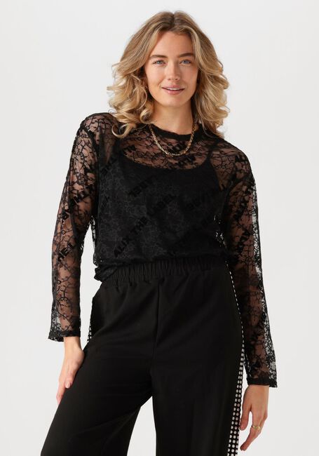Zwarte ALIX THE LABEL Top LADIES WOVEN ALIX LACE FITTED TOP - large