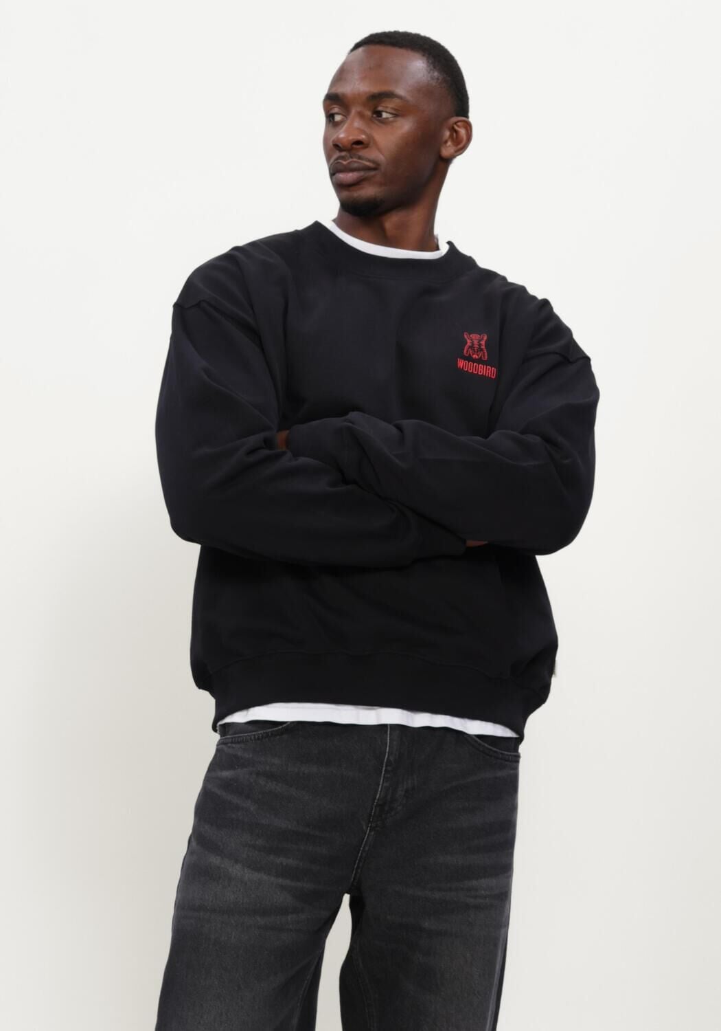 WOODBIRD Heren Truien & Vesten Wbduke Tiger Crew Zwart