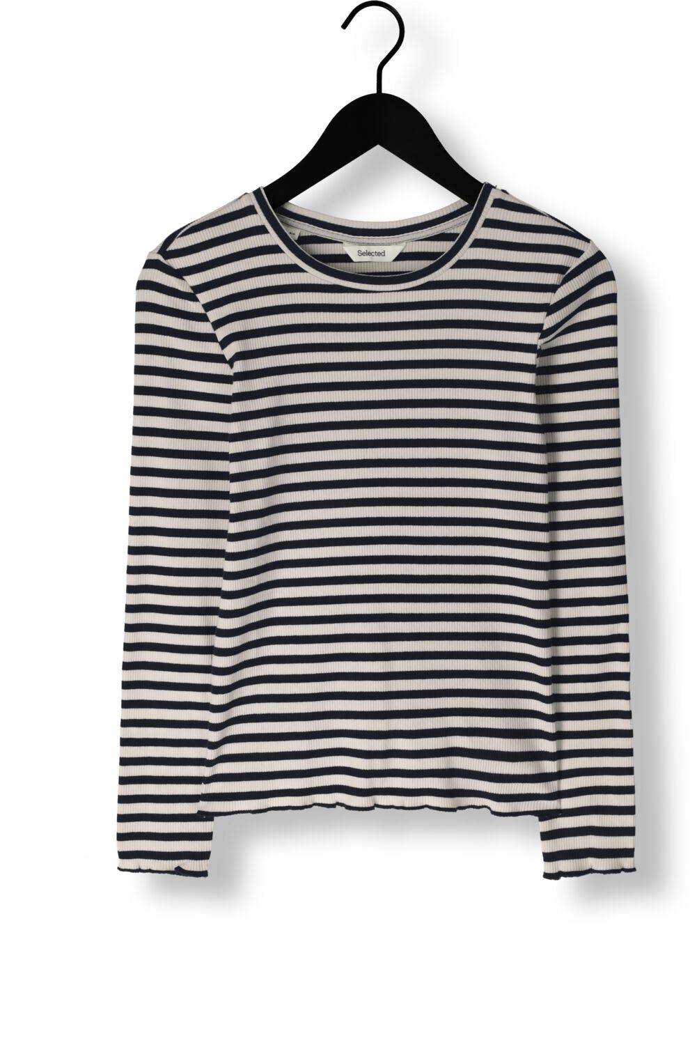 SELECTED FEMME Dames Tops & T-shirts Slfanna Ls Crew Neck Tee Str Zwart