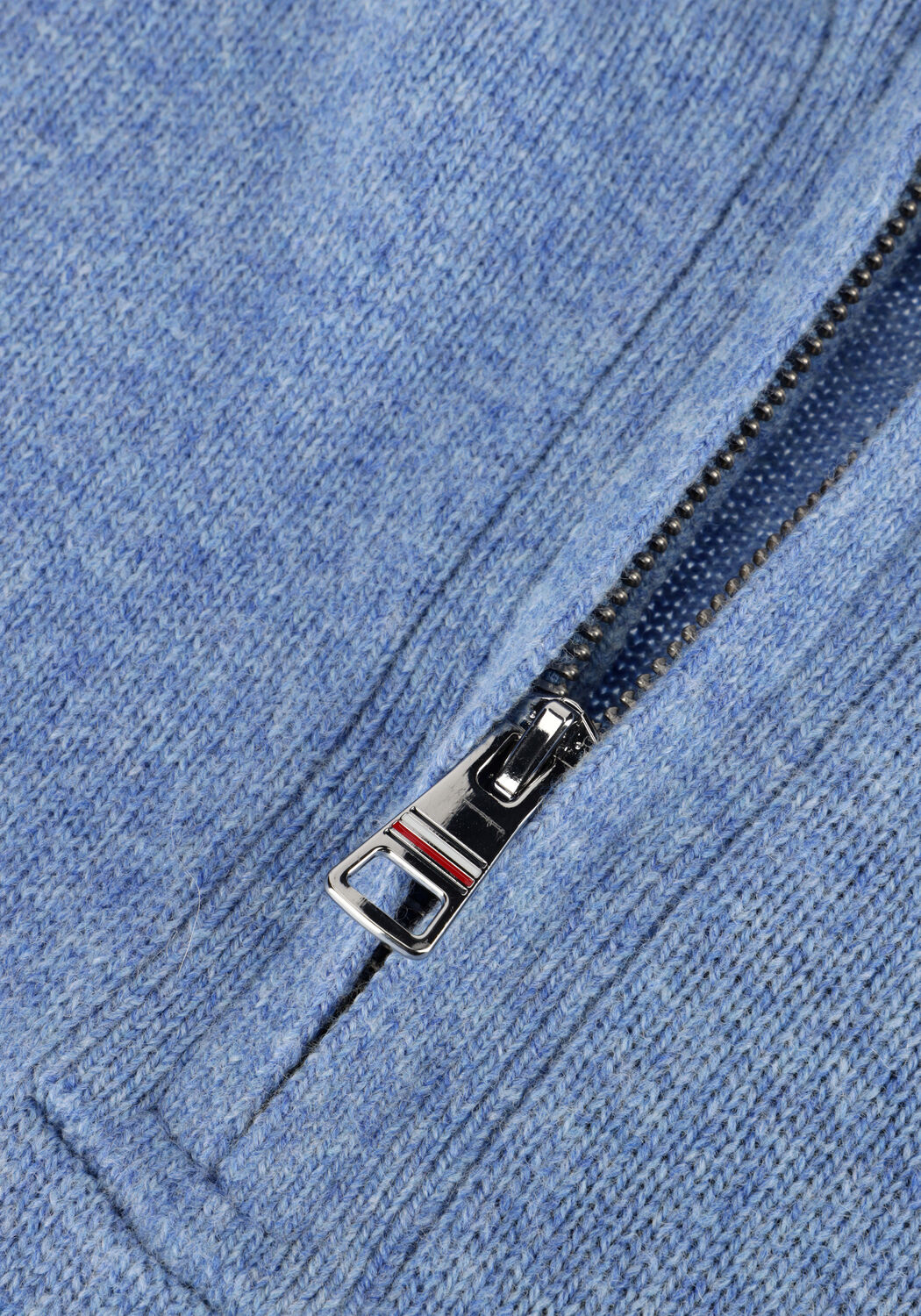 Lichtblauwe TOMMY HILFIGER Trui LAMBSWOOL ZIP MOCK - large