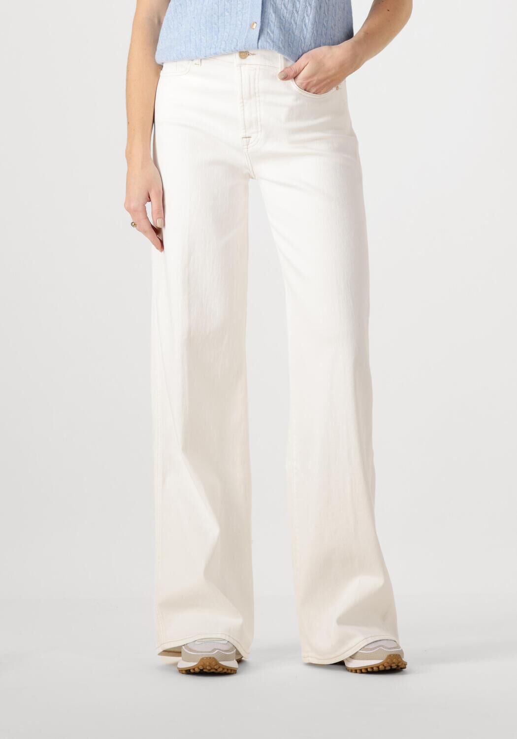 7 For All Mankind Witte Wide Leg Jeans Lotta Sugar White Dames