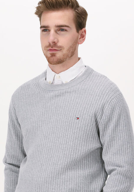 Lichtgrijze TOMMY HILFIGER Trui GRID STRUCTURE CREW NECK - large