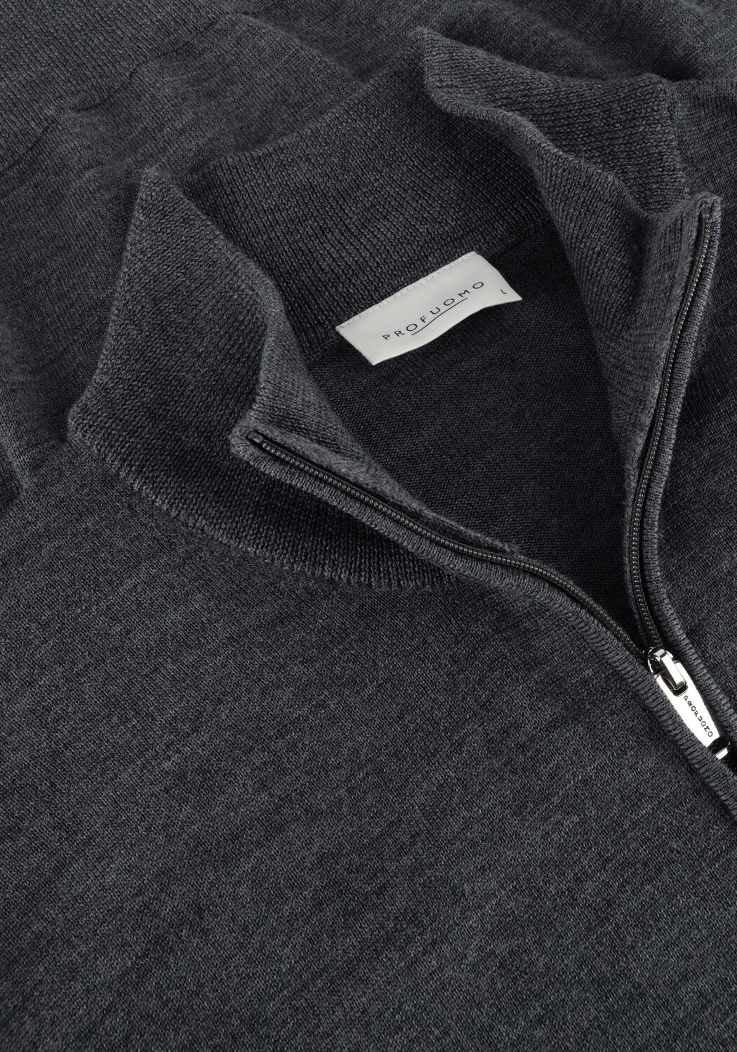 Grijze PROFUOMO Trui PULLOVER HALF ZIP - large