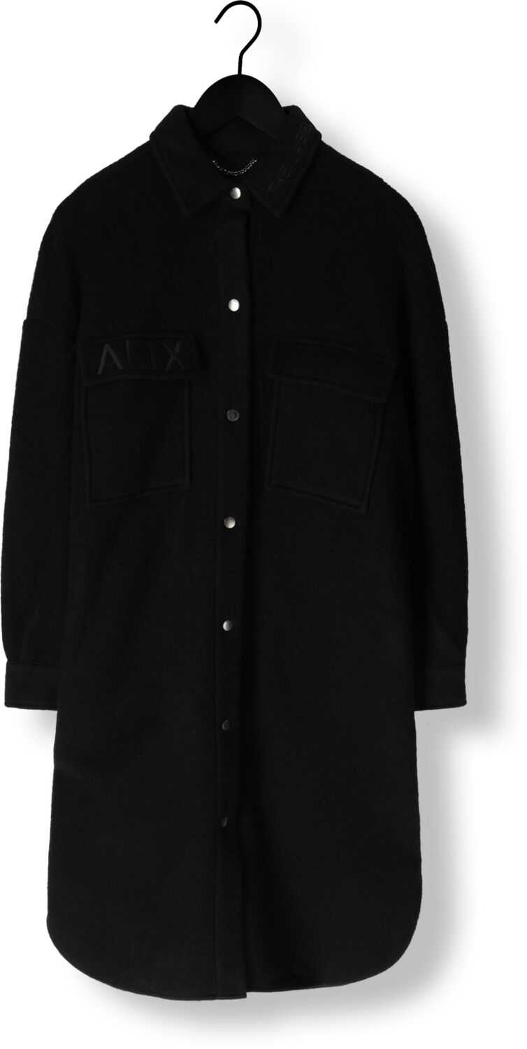 ALIX THE LABEL Dames Jassen Ladies Woven Long Felted Wool Jacket Zwart