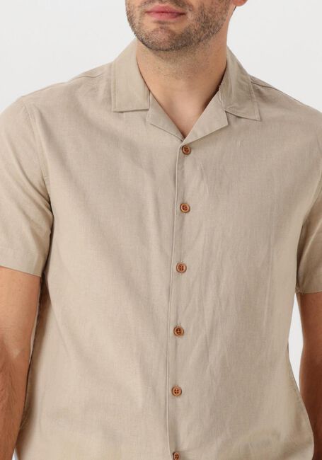 Beige ANERKJENDT Overhemden AKLEO SSS COT/LINEN SHIRT - large