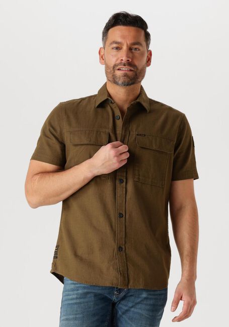 Donkergroene PME LEGEND Casual overhemd SHORT SLEEVE SHIRT SLUB COTTON - large