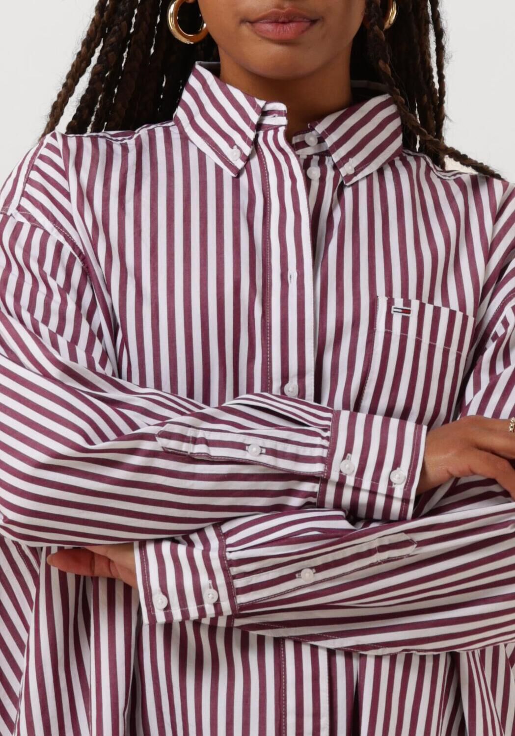TOMMY JEANS Dames Blouses Tjw Ovs Pinstripe Sh Rood