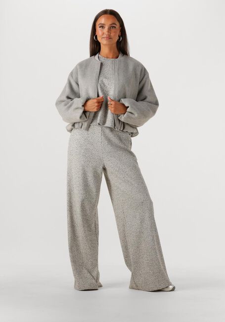 Grijze SUMMUM Wijde broek WIDE LEG HERRINGBONE BROEK - large