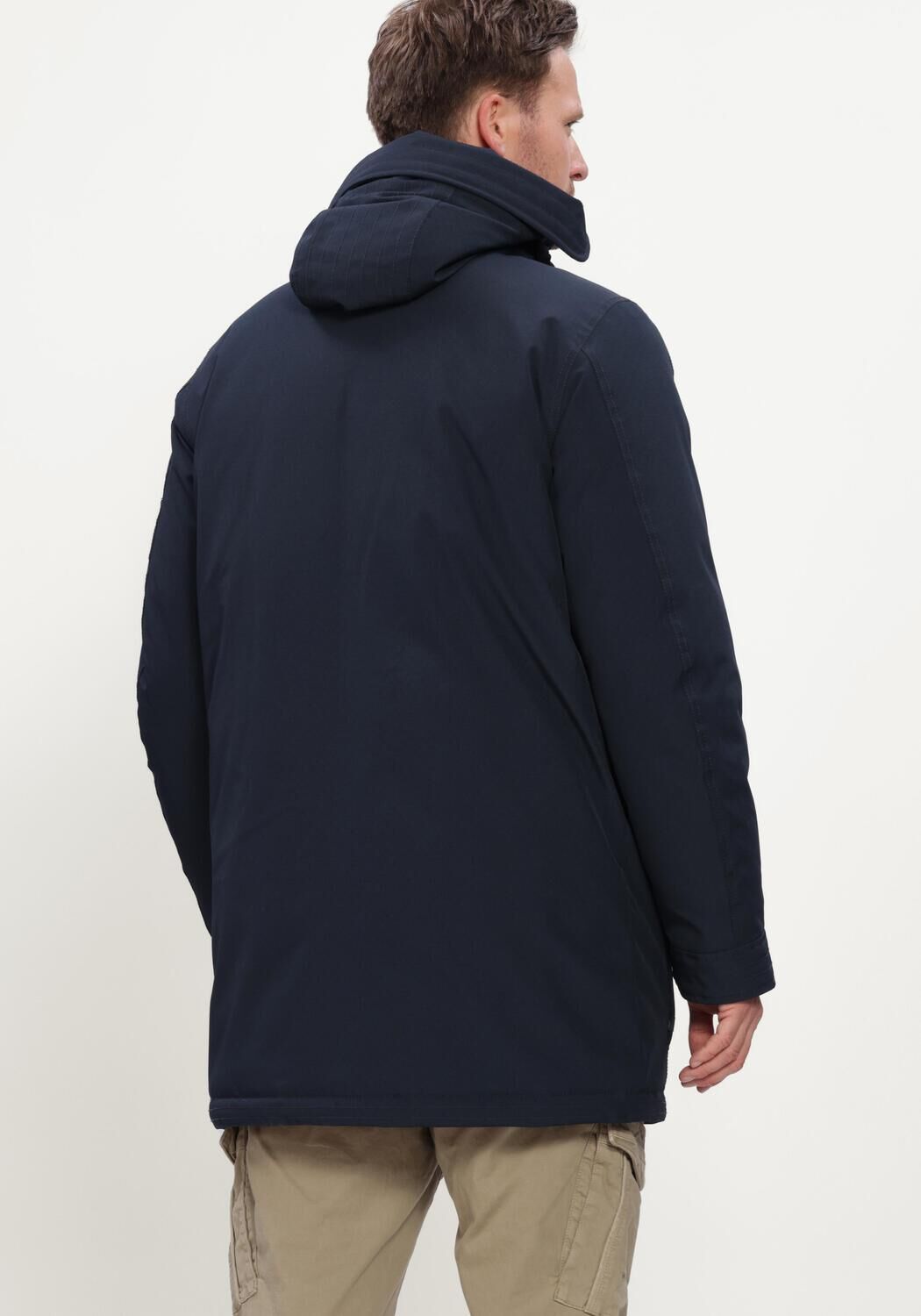 Donkerblauwe PME LEGEND Gewatteerde jas SEMI LONG JACKET ROCK-PACK - large