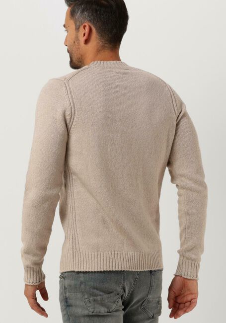 Beige CAST IRON Trui MOCK NECK ROUGH COTTON POCKET CREW - large