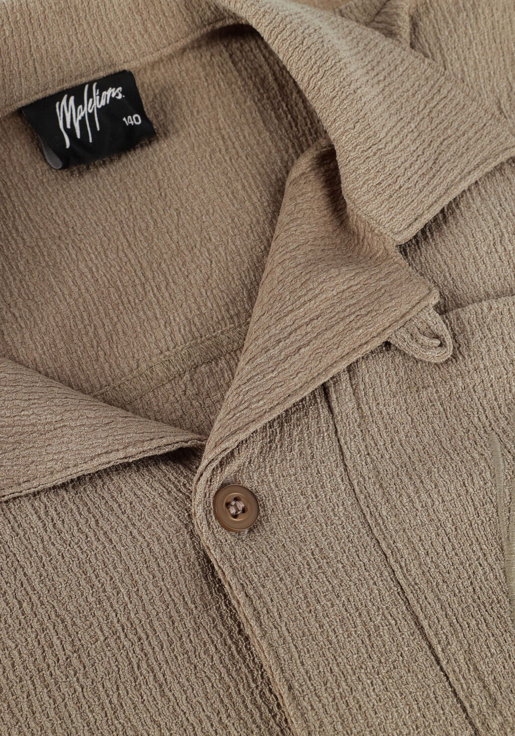 MALELIONS Jongens Polo's & T-shirts Seersucker Shirt Beige