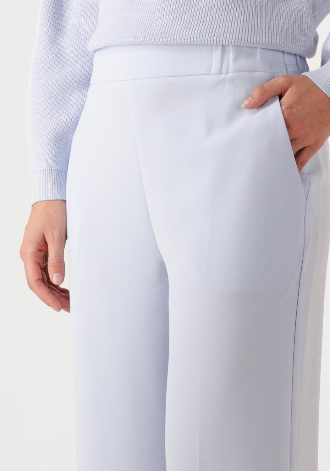 DANTE6 Dames Broeken Fabri Elasticated Wide Leg Pants Lichtblauw
