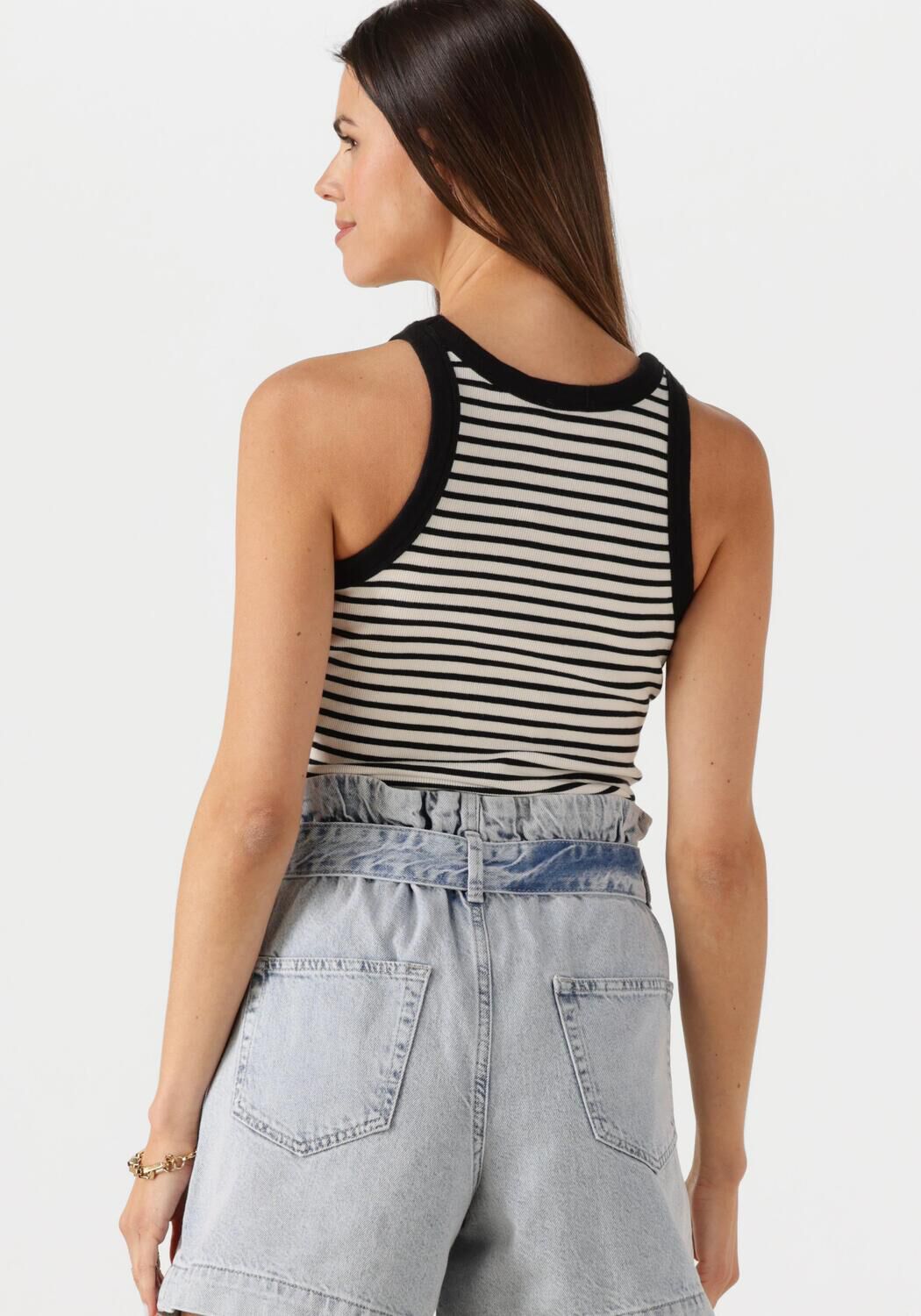 CATWALK JUNKIE Dames Tops & T-shirts Striped Ribbed Singlet Wit