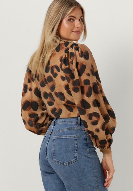 Camel BY-BAR Blouses RIKKI LS CHEETA BLOUSE - large