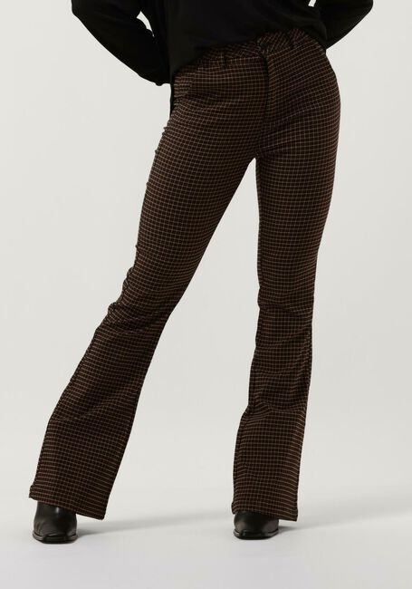 Invloed Muf Dempsey Bruine MINUS Flared broek CARMA CHECK FLARED PANTS | Omoda