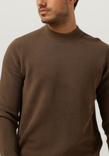 Bruine CAST IRON Trui MOCK NECK COTTON MODAL MOCKNECK - large