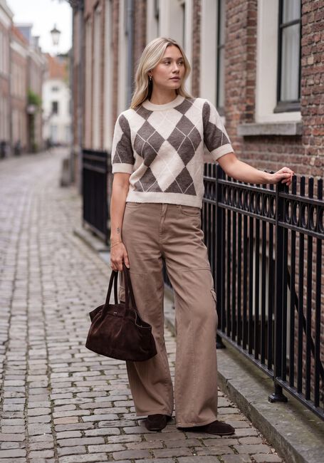 Beige Y.A.S. Top YASJOHI SS WOOL BLEND PULLOVER - large