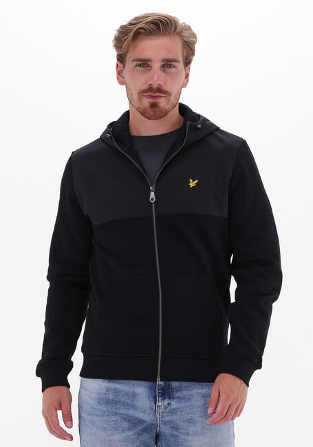 Zwarte LYLE & SCOTT Jack SOFTSHELL JERSEY ZIP HOODIE - large