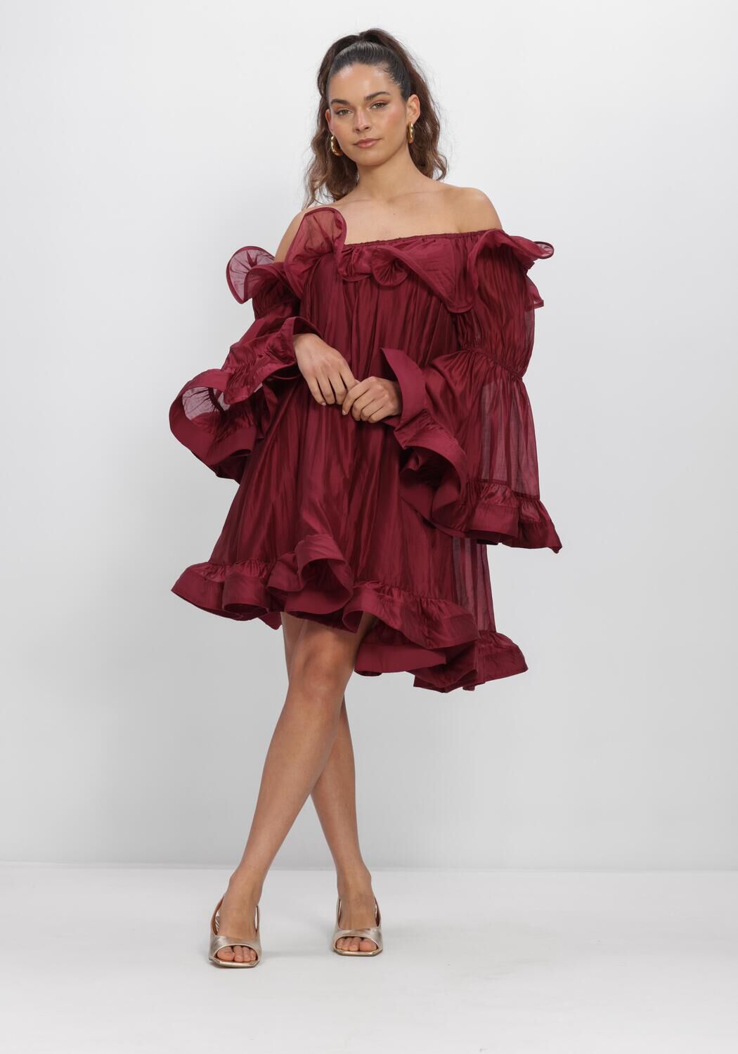 Bordeaux Y.A.S. Mini jurk YASFALLULAH O/S DRESS - D2D