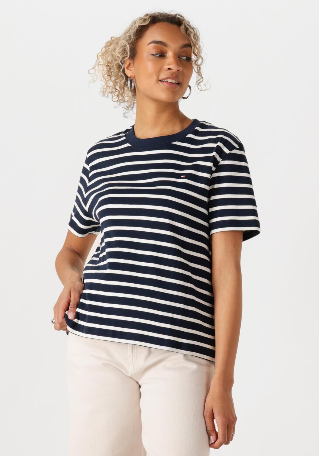 TOMMY HILFIGER Dames Tops & T-shirts Slim Henley Gb Scoop-nk Ls 1 Donkerblauw
