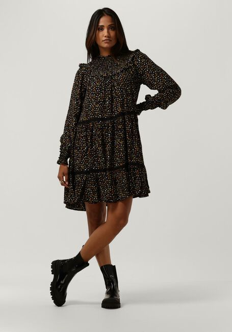 Zwarte SCOTCH & SODA Mini jurk SMOCKED AND TIERED LONG SLEEVED DRESS - large