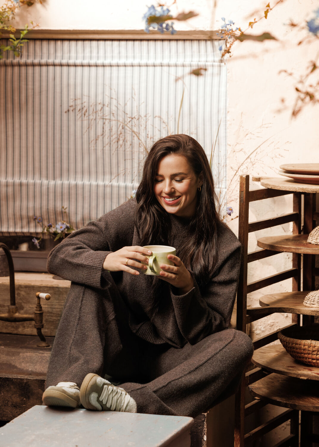 Bruine OMODA ATELIER Wijde broek OM-IES X NINA - large