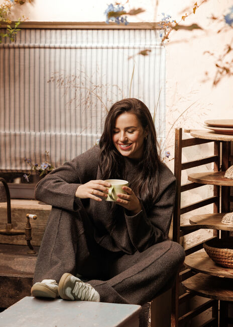 Bruine OMODA ATELIER Wijde broek OM-IES X NINA - large