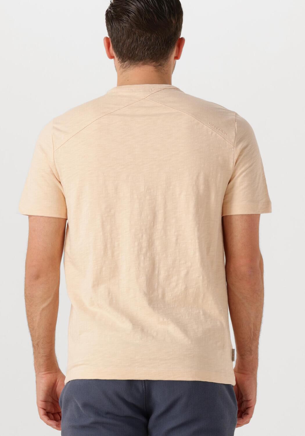 CAST IRON Heren Polo's & T-shirts Short Sleeve R-neck Regular Fit Cotton Slub Lichtroze