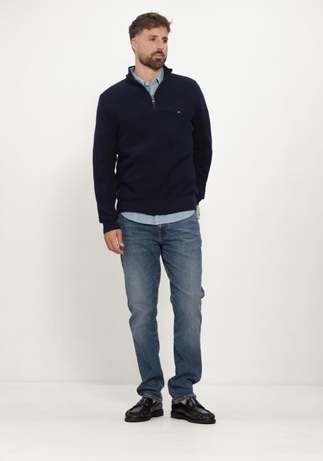 Donkerblauwe TOMMY HILFIGER Trui PIMA CTN CASH STRUCTURE ZIP MOCK - large