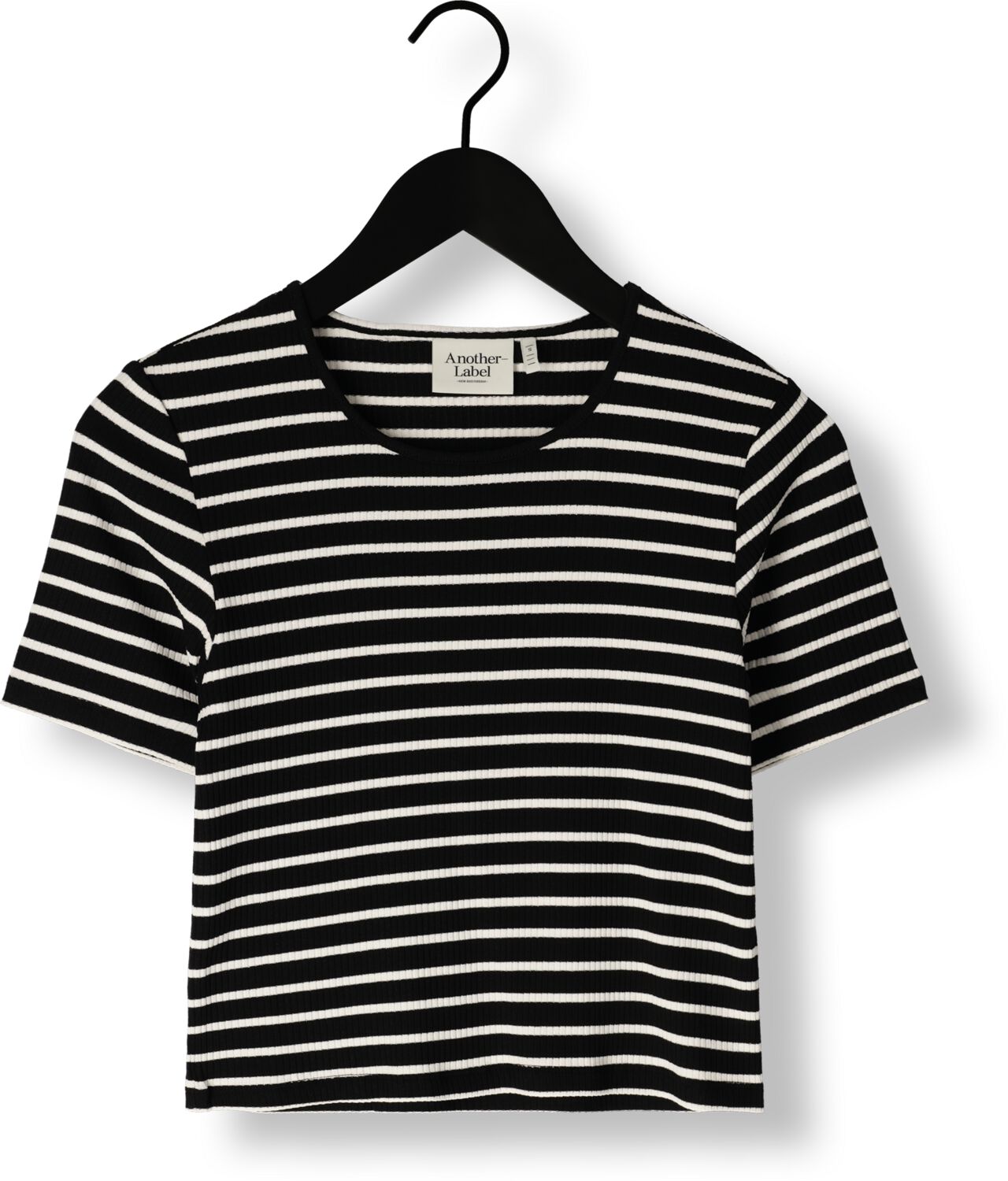 ANOTHER LABEL Dames Tops & T-shirts Elyne Stripe T-shirt S s Zwart