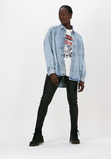 Blauwe COLOURFUL REBEL Blouses TEDDY RINESTONES DENIMBLOUSE - large