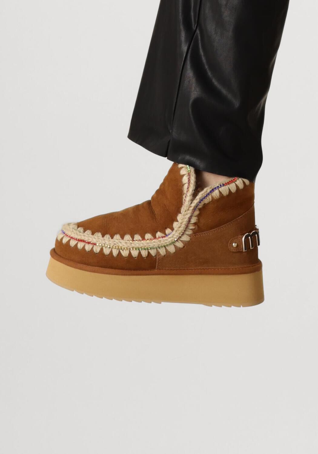 Cognac MOU Vachtlaarzen ESKIMO 18 PLATFORM RHINESTONES - large