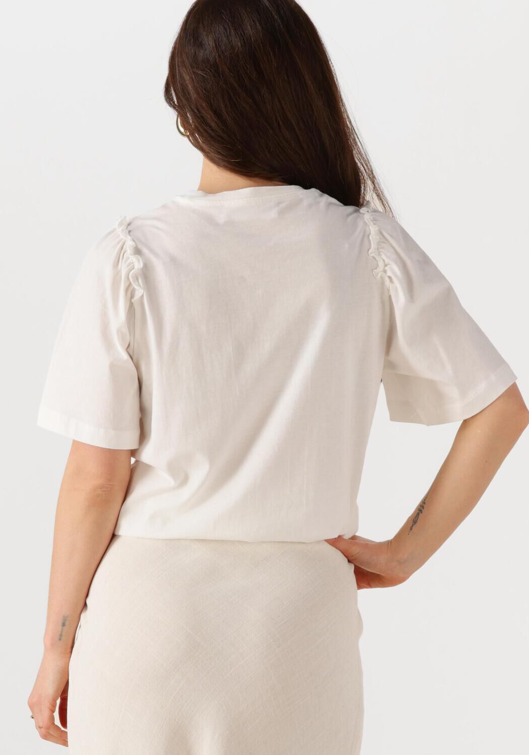 SELECTED FEMME Dames Tops & T-shirts Slfpenelope 2 4 Ruffle Tee Ecru