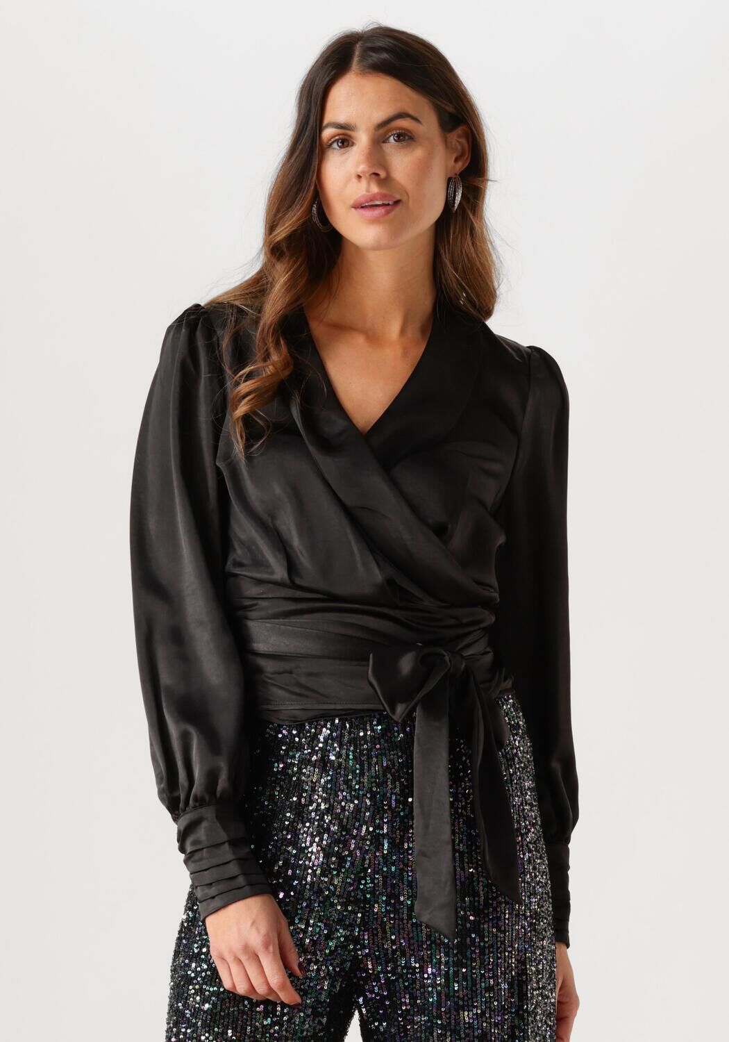 Notre-v Zwarte Wrap Top voor Vrouwen Black Dames