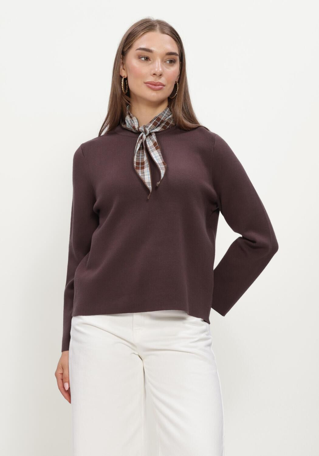 Bruine OBJECT Trui OBJREYNARD O-NECK PULLOVER - large