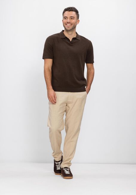 Bruine SELECTED MEN Polo SLHMATTIS SS KNIT SUN OPEN POLO - large