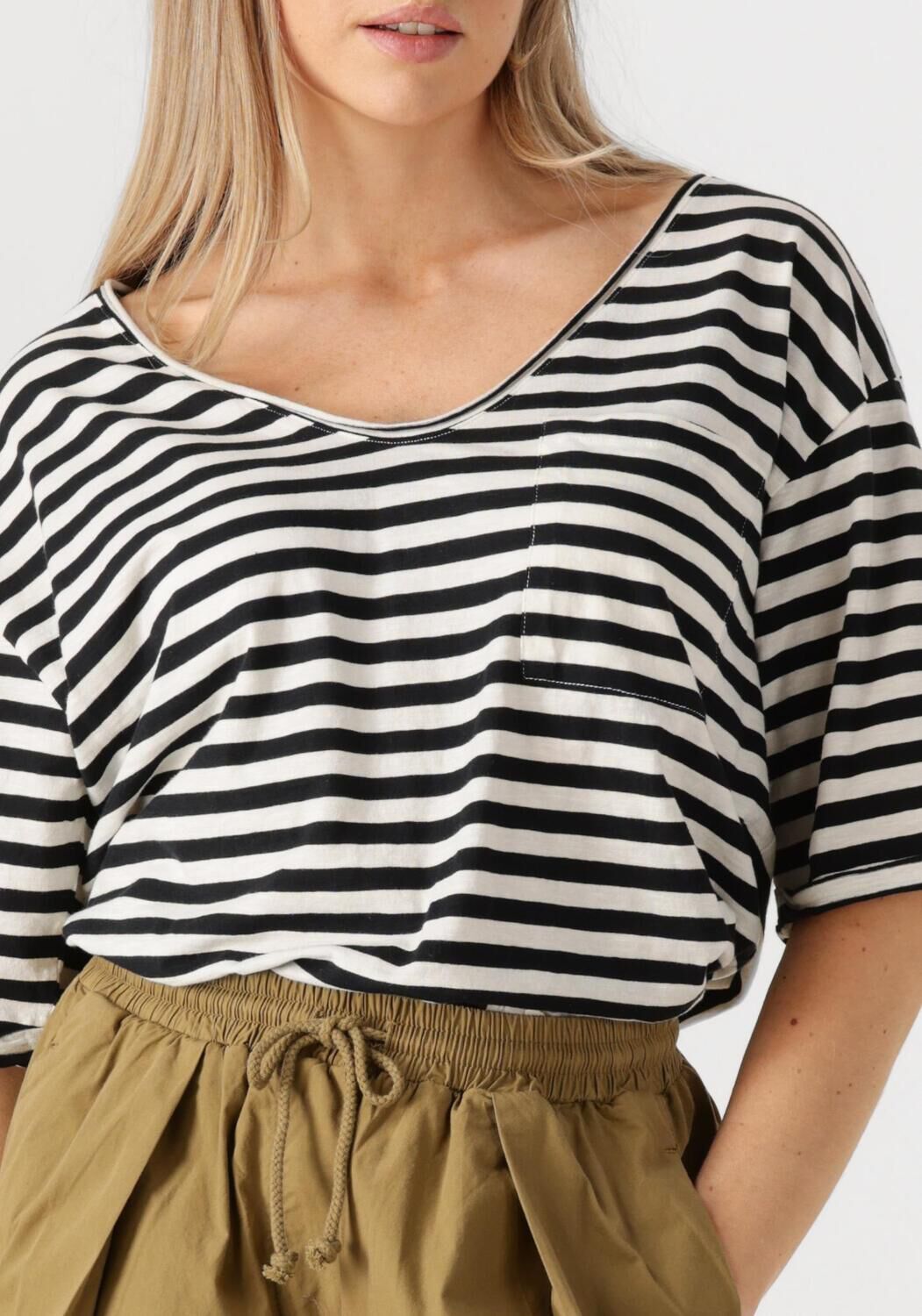 PENN & INK Dames Tops & T-shirts T-shirt Stripe Wit