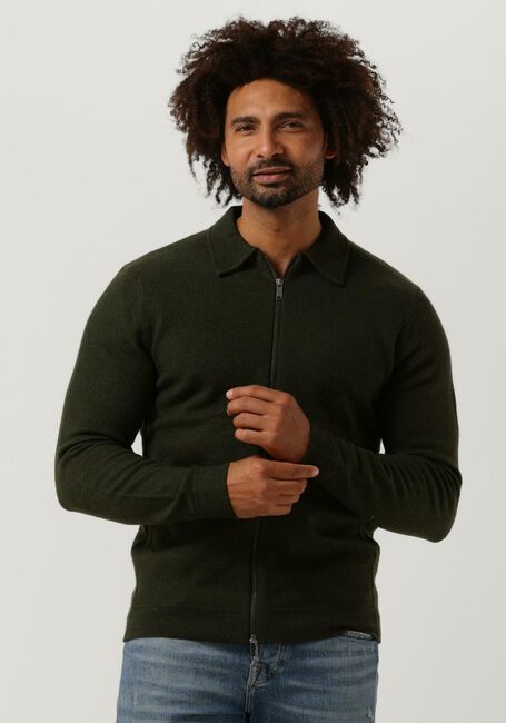 Groene SELECTED HOMME Vest BELO LS KNIT ZIP CARDIGAN - large