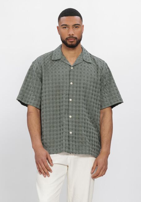 Groene SELECTED MEN Overhemden SLHRLXMONTY TEXTURE SS SHIRT - large