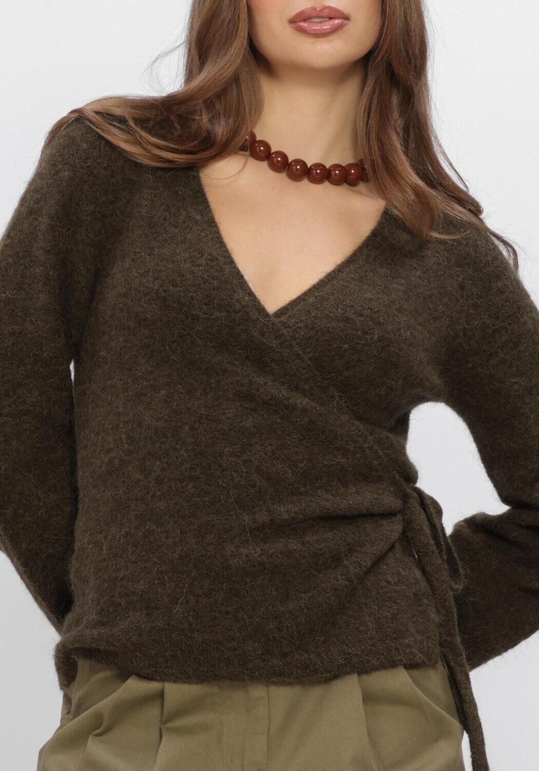 Donkergroene BOII STUDIOS Trui AURA WRAP KNIT - large