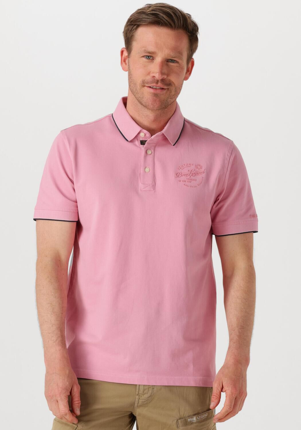 PME LEGEND Heren Polo's & T-shirts Stretch Pique Package Roze