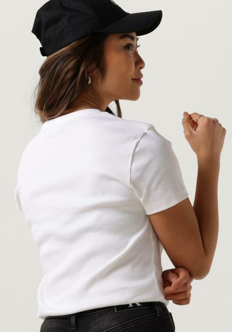 Witte CALVIN KLEIN T-shirt WOVEN LABEL RIB REGULAR TEE - large