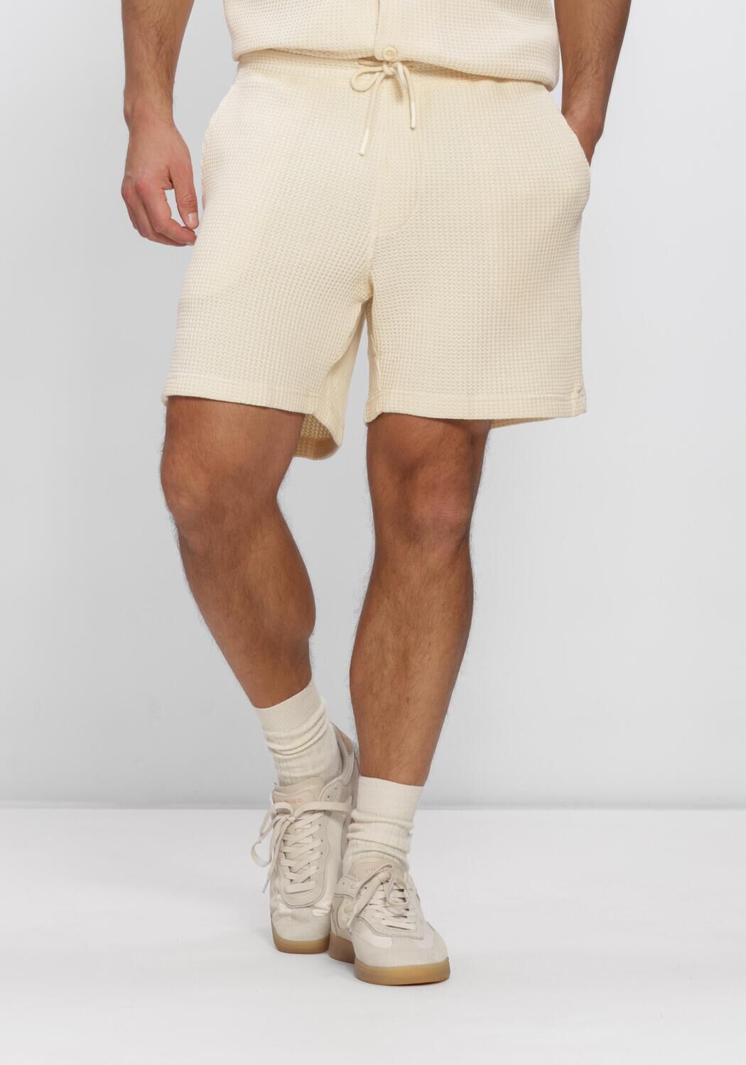 Beige SHIWI Korte broek OSCAR WAFFLE STRUCTURE SHORTS - large