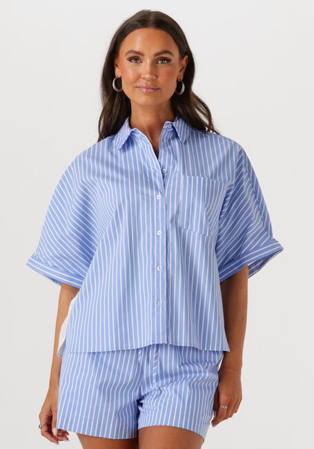 Blauwe CATWALK JUNKIE Blouses SHORT SLEEVE BLOUSE WITH GRAPHIC - large